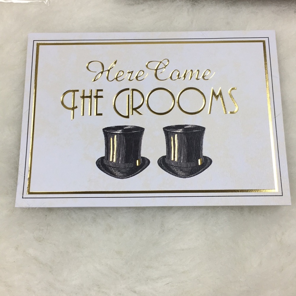 Gay Wedding Greeting Card Here comes the Grooms